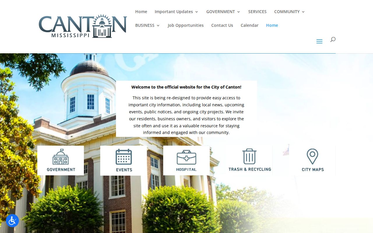 Canton's official city homepage and civic navigation