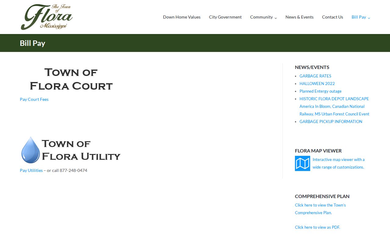 Flora's official court-fee Bill Pay page